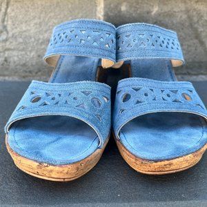 Sotta Sopra Blue Suede Wedge Sandal
